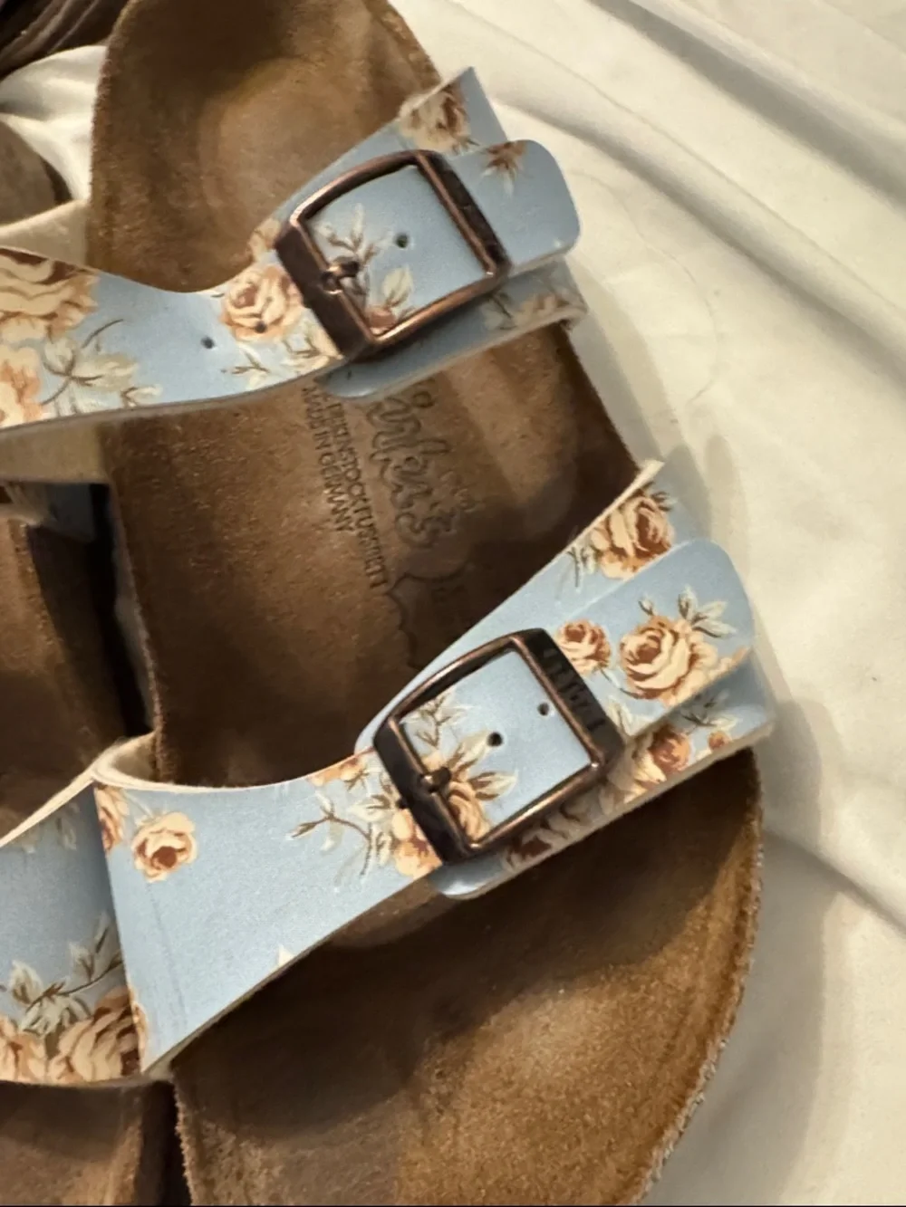 Birkenstock Light Blue Floral Double-Buckle Women Sandals